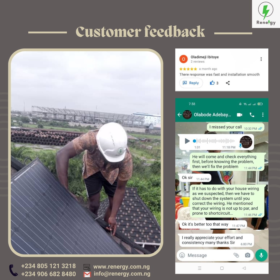 renergy_systems's tweet photo. Hear what others are saying about us. 🗣️ You too can enjoy our service, reach out to us today 😉. Renergy is at your service 👌 https://t.co/vSUznO3lkz