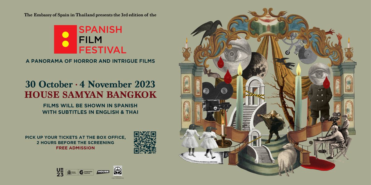 The Spanish Embassy in Bangkok presents the third edition of the Spanish Film Festival. An overview of contemporary Spanish cinema of horror and intrigue genre.
Event information: shorturl.asia/hP80Y
#SpanishFilmFestivalBangkok