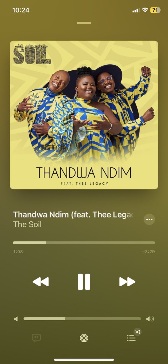 <a href="/TheSoilMusic/">The Soil</a> Beautiful Song 🎶 🔥🔥👌🏾👌🏾 #ThandwaNdim