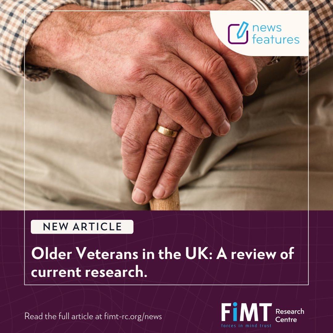 53% of UK #Veterans are over the age of 65. Our latest News Feature provides an overview of research and evidence involving #olderVeterans, highlighting a need for increased understanding of this population and directions for #futureresearch. Read more at fimt-rc.org/news/20231011-…