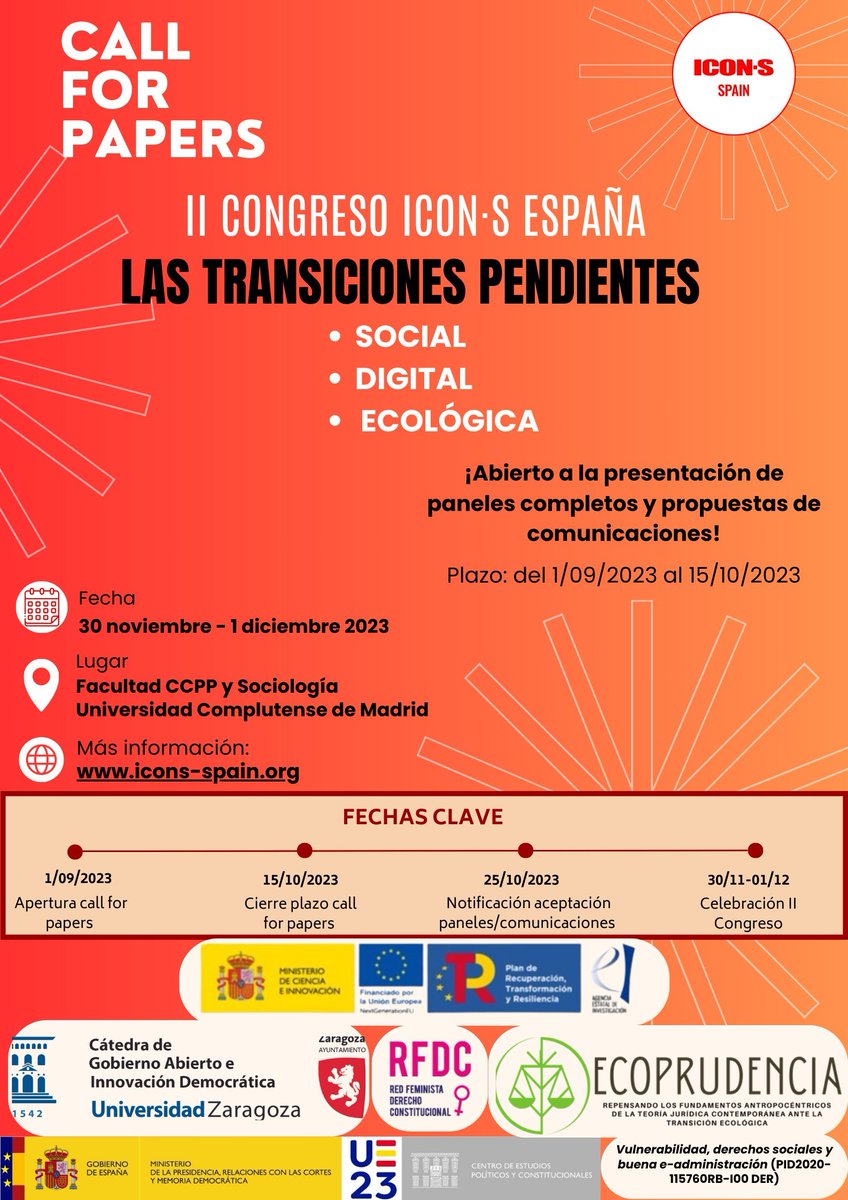 ⚠️ULTIMA LLAMADA ⚠️

El 15/10 cierra el CALL FOR PAPERS del II Congreso de ICON•S España

Envía tu propuesta de panel o comunicación 👉🔗icons-spain.org/eventos/ii-con…

Toda la información sobre el Congreso 👉🔗icons-spain.org/eventos/ii-con…