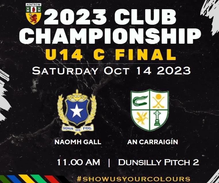 ‼ GAME ALERT ‼ We have plenty of Championship action this weekend so keep your eyes peel to our socials. 👀👀 U14C Championship Final Naomh Gall CLG v An Carraigín 📆Saturday October 14th. 🖲Dunsilly Pitch 2 ⏰Throw-in:11am Gate £3 Get out and show your support!!