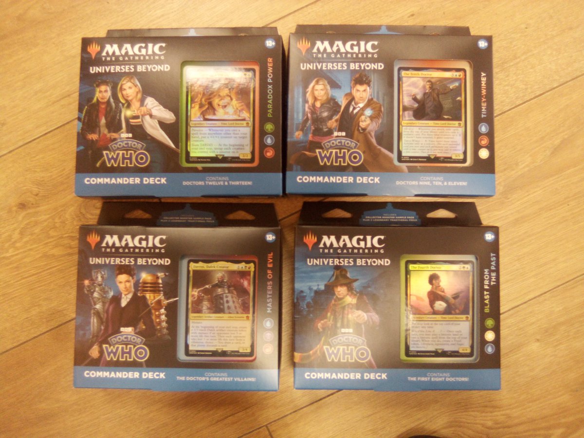 sfcollectables's tweet image. Friday the 13th is lucky for #MagicTheGathering players! #DoctorWho Commander Decks in stock now! #localgamestore #flgs #Bridgend