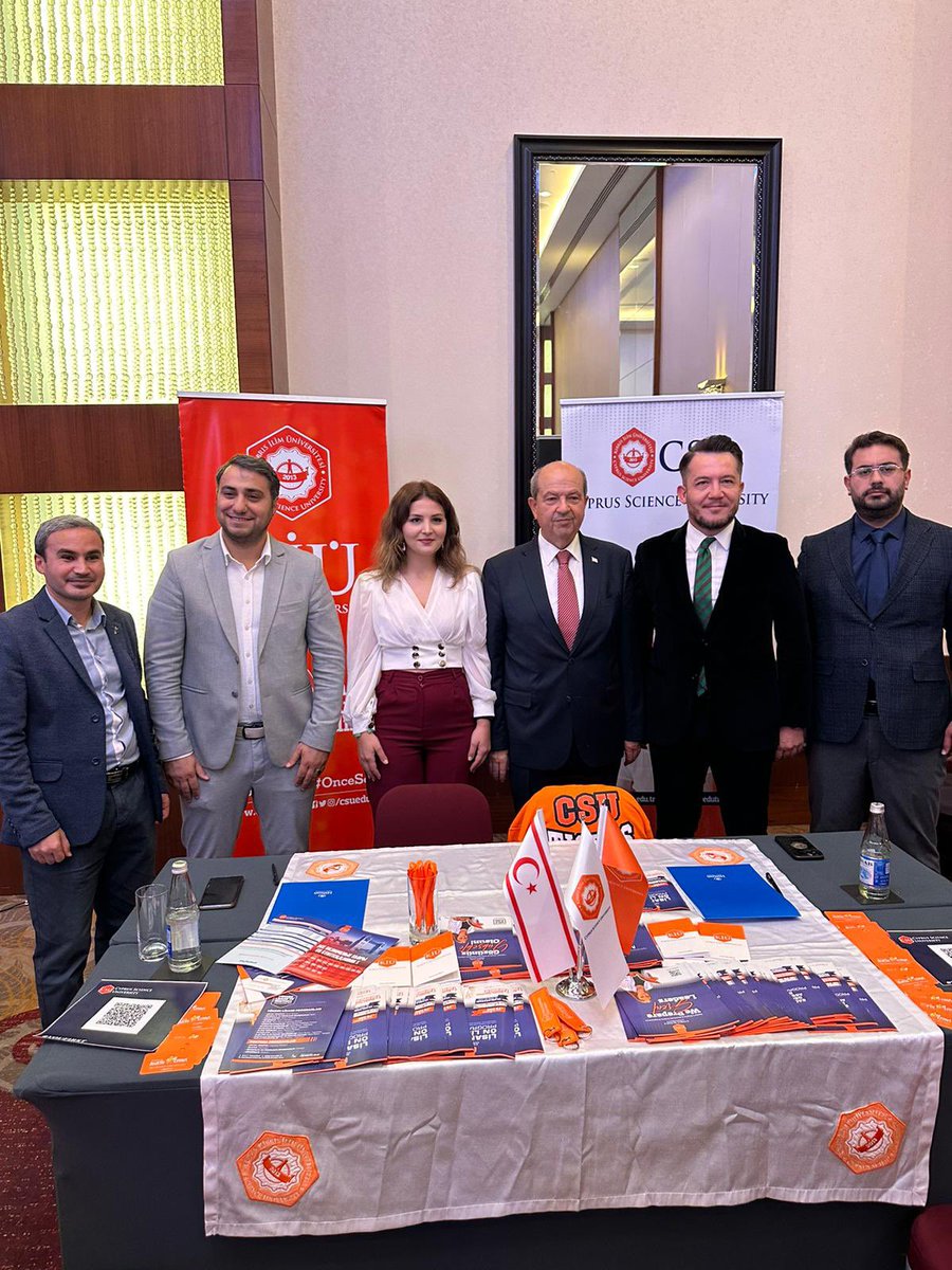 caucampus's tweet photo. Cumhurbaşkanımız Ersin Tatar, Bakü Hilton’da gerçekleşen ‘Kıbrıs Üniversiteleri Tanıtım Günleri'nde stantımızı ziyaret ederek bizi onurlandırdı. Üniversitemizin eğitim ve araştırma çalışmalarını paylaştık 🧡
#OnceSen #YouFirst #csuinazerbaijan https://t.co/cOhoT68Nz3