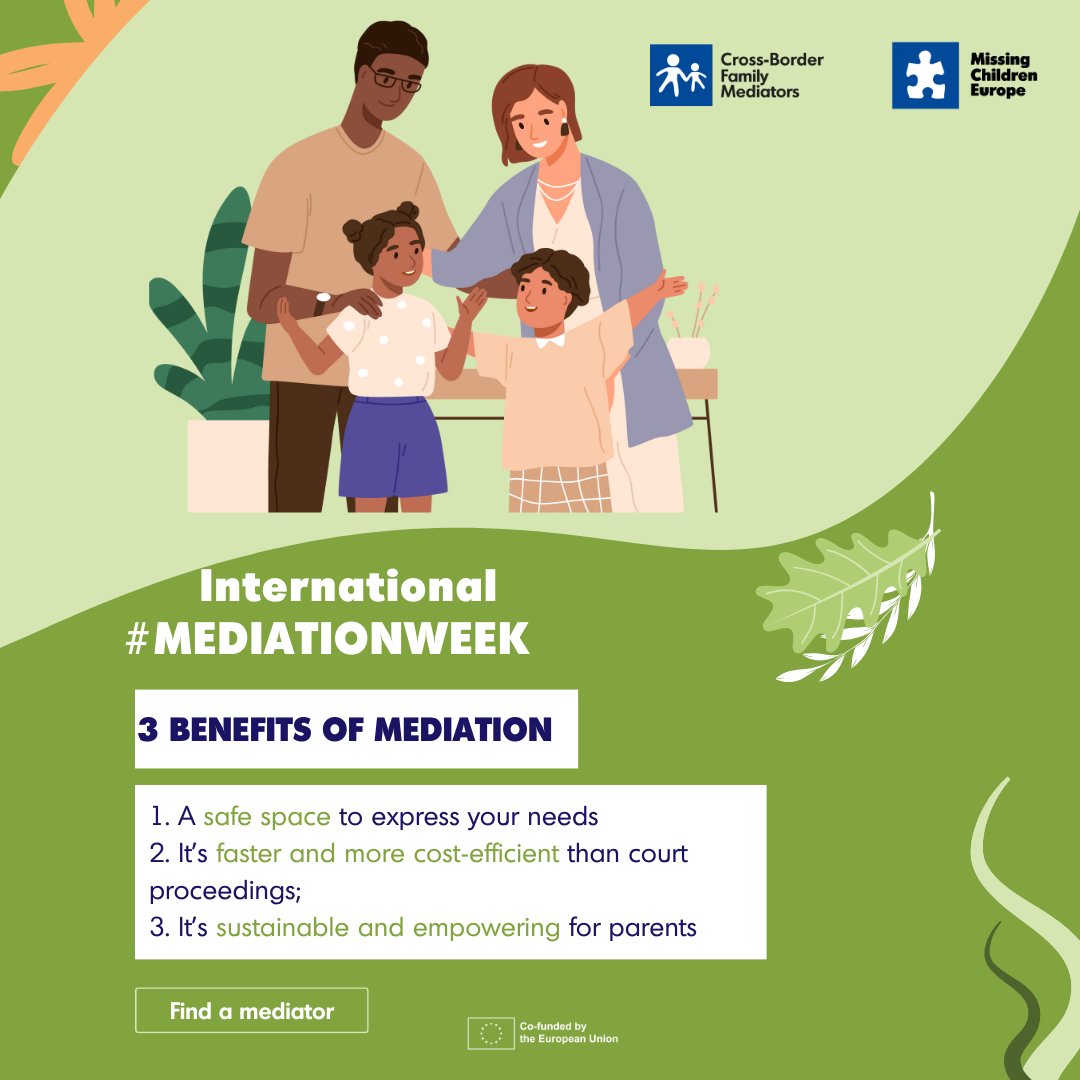 ChildFocusNL's tweet photo. We sluiten de #mediationweek af met een focus op de positieve effecten van #bemiddeling in het kader van een internationale #kinderontvoering door een ouder. Het bevordert een duurzame oplossing, het is kostenbesparend & stimuleert een open communicatie https://t.co/xnIZ5rdcps https://t.co/iNmx3jeLFJ