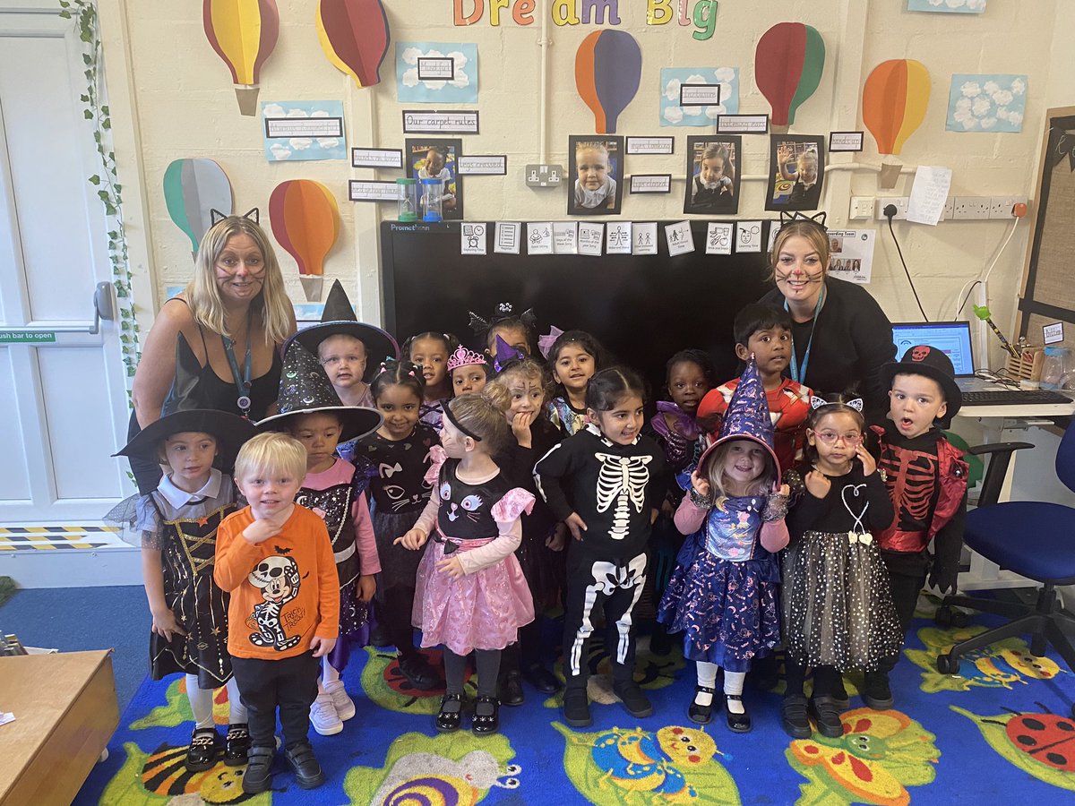 RackstrawKelly's tweet photo. It’s spooky but cute at Nursery today! @PelhamPrimary_ @trustilluminate 
Happy Friday 13th! https://t.co/zYwkkakDqg