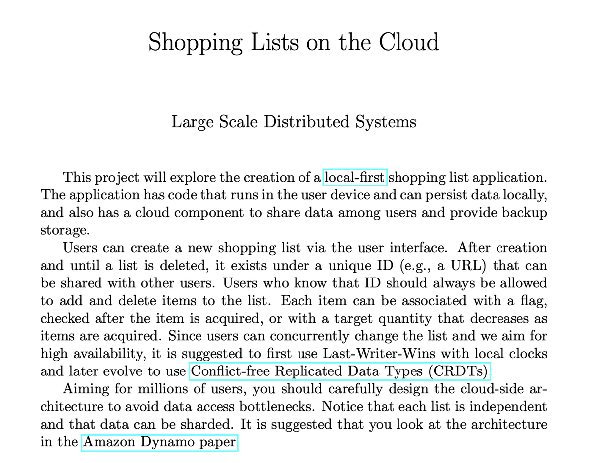 This year's project for our Dist. Sys. course at FEUP will focus on building a local-first shopping list design.
I am looking forward to seeing the designs our students will create in the coming weeks.