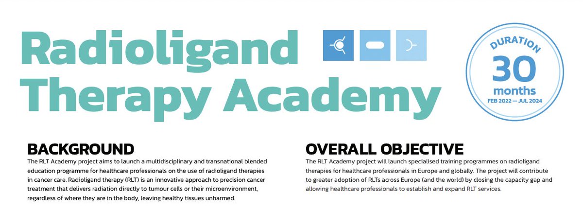 Get to know EANM #EUProjects - #RLTAcademy

🇪🇺Building the Radioligand Therapy Academy

📝Unique EU-level training opportunity in which EANM is co-shaping the academy with partners, mainly focusing on developing training curricula & material on RLT.

👉bit.ly/3LYAQQj