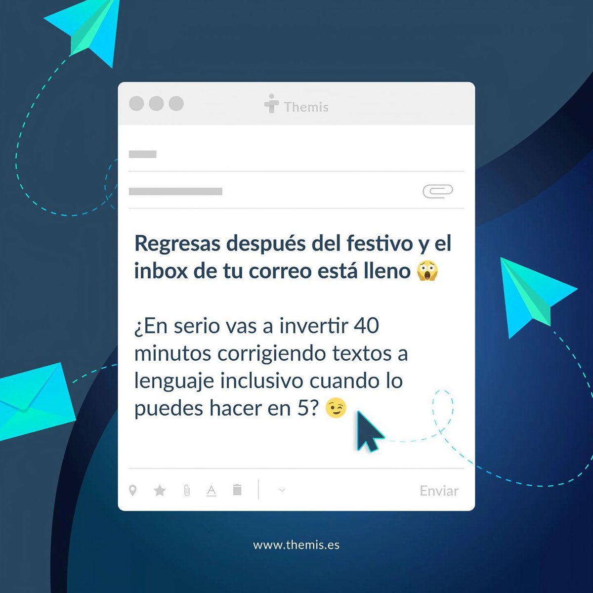¿Trabajo acumulado después del festivo?

Gracias a Software Themis puedes revisar tus textos en cuestión de segundos. Así no te arriesgas a utilizar lenguaje potencialmente sexista.

¿Quieres probarlo?

#EmpresaResponsable #ComunicaciónCoporativa #ComunicaciónInclusiva #Igualdad