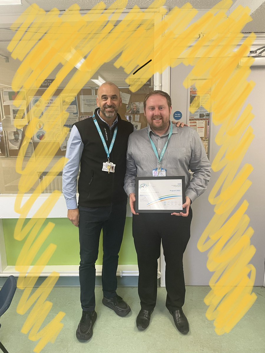 Absolute pleasure to present Dan Cannon with the Estates and Facilities WOW award for a August. Dan coordinated a refurb of our ED waiting room and reception in 72 hours!! This really is a team award though. Fantastic efforts