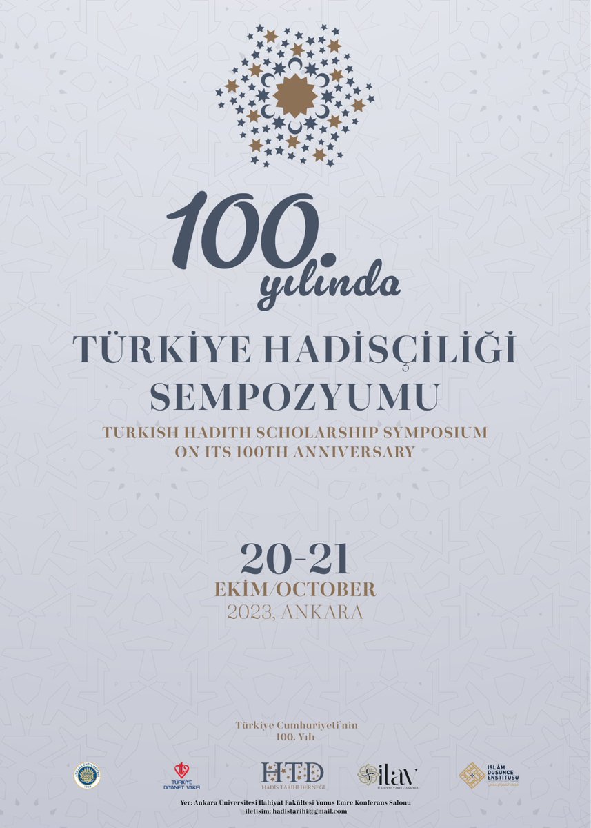 MusaEsit's tweet photo. Sempozyum Duyurusu📢

•100. Yılında Türkiye Hadisçiliği Sempozyumu
•Turkish Hadith Scholarship Symposium on its 100th Anniversary 

Yer: A.Ü. İlahiyat Fakültesi
Tarih: 20-21 Ekim 2023

Özet Kitapçığı / Summary Booklet: https://t.co/pYKkvkvDTF https://t.co/K0plTdDTr6