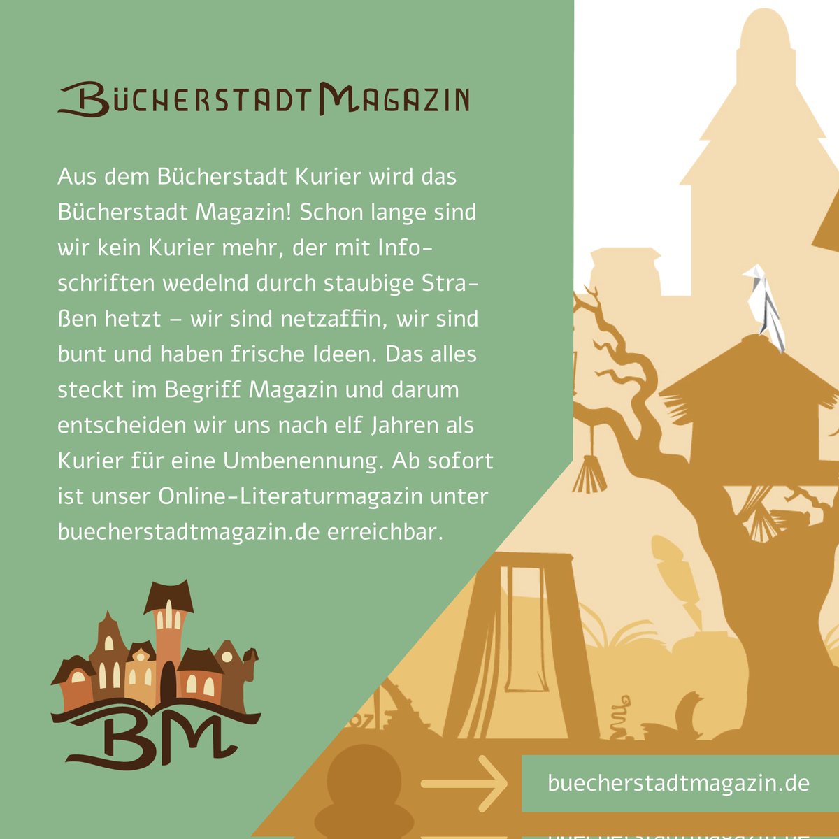 Neue Website - neuer Name. Es wird Zeit für größere Veränderungen: Aus dem Bücherstadt Kurier wird das Bücherstadt Magazin! Hier könnt ihr mehr erfahren: buecherstadtmagazin.de/buecherstadt-m… #BücherstadtMagazin
