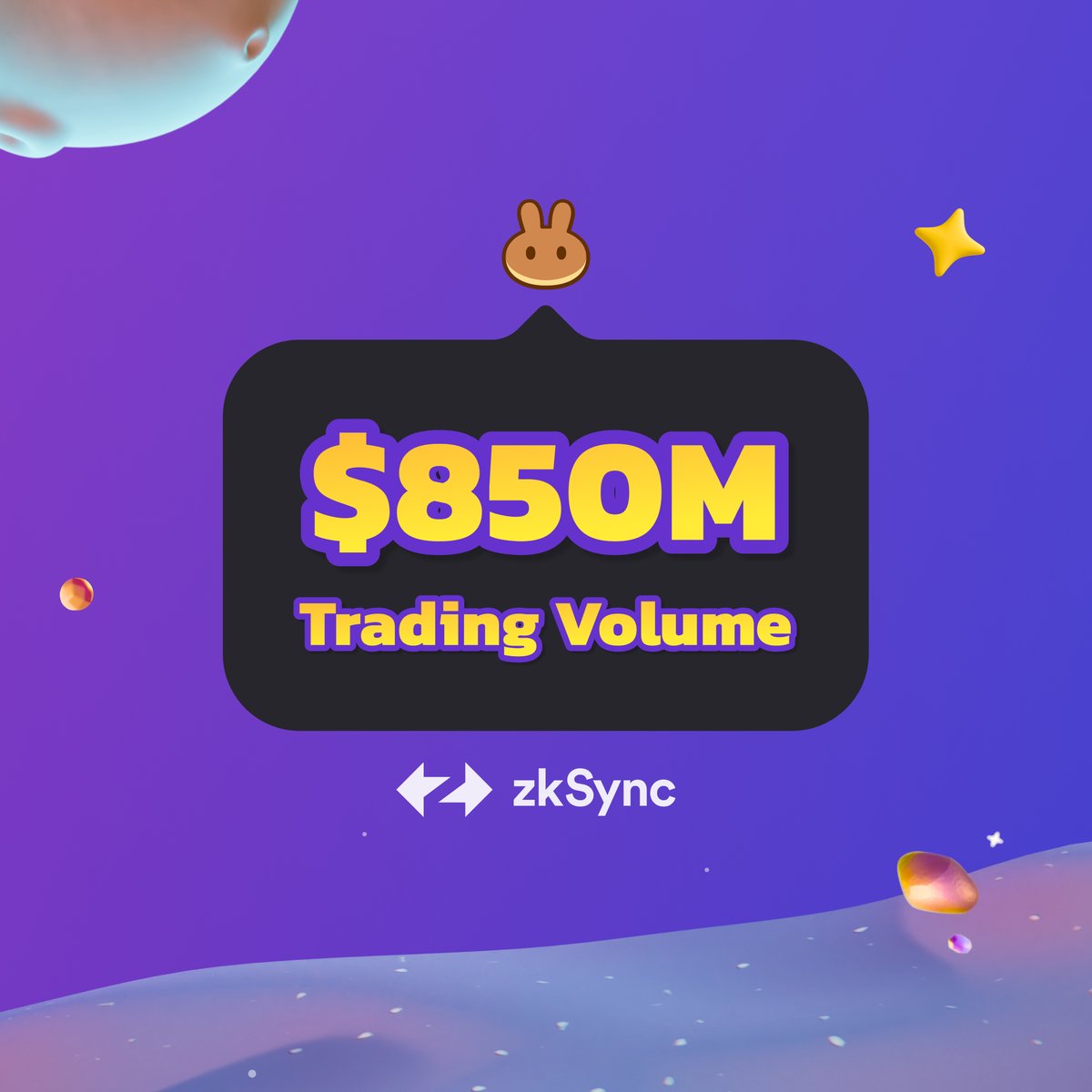 🥞 PancakeSwap v3 on <a href="/zksync/">ZKsync (∎, ∆)</a> Era has crossed over 850m in trading volume in the first 2 months since launch 🎉

Don't miss out on:

🔁 Swap: 0.01% fees
🚰 Increased returns for LPs
🚜 Earn CAKE by staking LP tokens in Farms
💳 Buy crypto with fiat directly

Here's how it works👇