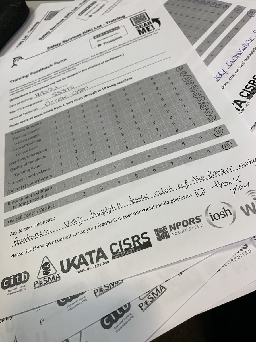 SSUKSHEservices's tweet photo. One of our many positive feedback forms from our SSSTS course taken earlier this week!

#healthandsafety #citb #sssts #ssststraining #healthandsafetytraining #safety #safetytraining #safetycourse https://t.co/qfYgwAyM1N