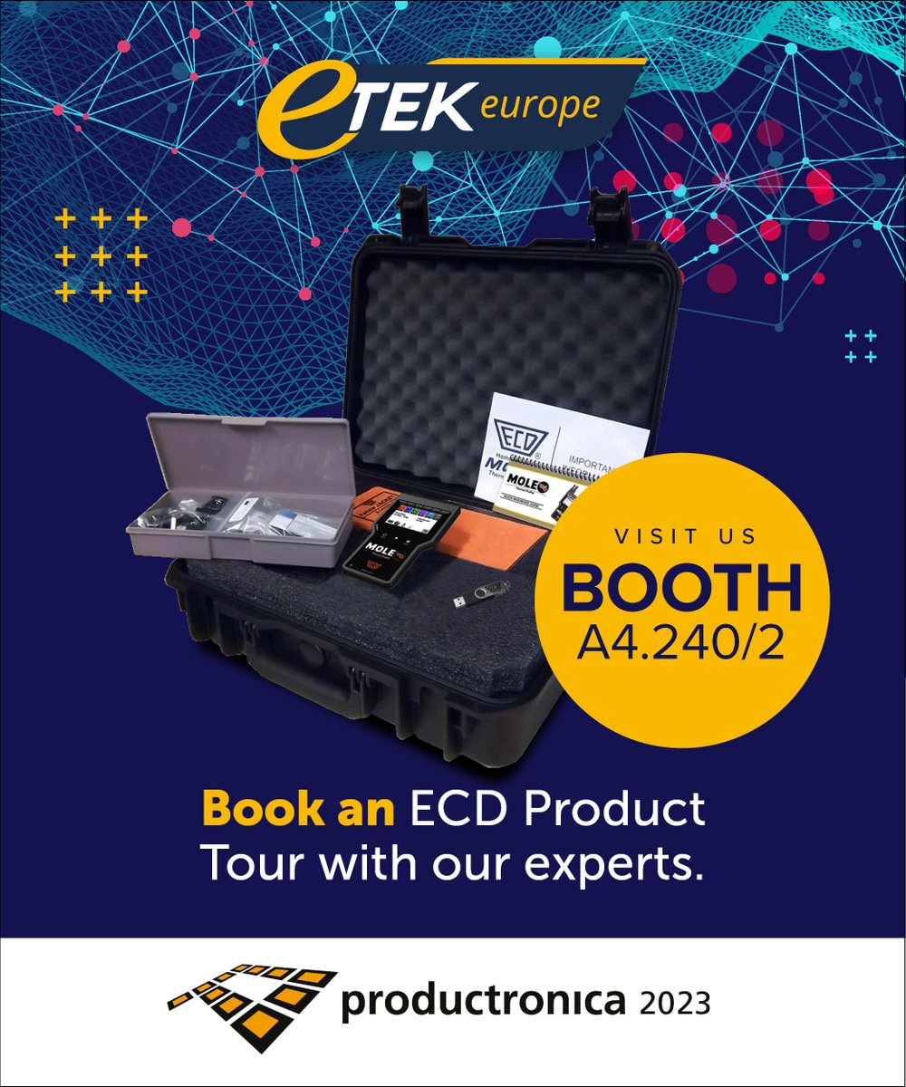 Etek_Europe's tweet photo. 𝗝𝗼𝗶𝗻 𝘂𝘀 𝗮𝘁  𝗣𝗿𝗼𝗱𝘂𝗰𝘁𝗿𝗼𝗻𝗶𝗰𝗮 𝟮𝟬𝟮𝟯 𝗮𝗻𝗱 𝗲𝘅𝗽𝗲𝗿𝗶𝗲𝗻𝗰𝗲 𝘁𝗵𝗲  𝗲𝘃𝗼𝗹𝘂𝘁𝗶𝗼𝗻 𝗶𝗻 𝘁𝗵𝗲𝗿𝗺𝗮𝗹 𝗽𝗿𝗼𝗳𝗶𝗹𝗶𝗻𝗴!
To arrange a booth visit please book an appointment at https://t.co/KA16IQuoRu
#Productronica2023 #thermalprofiler https://t.co/9fKDxXVygq