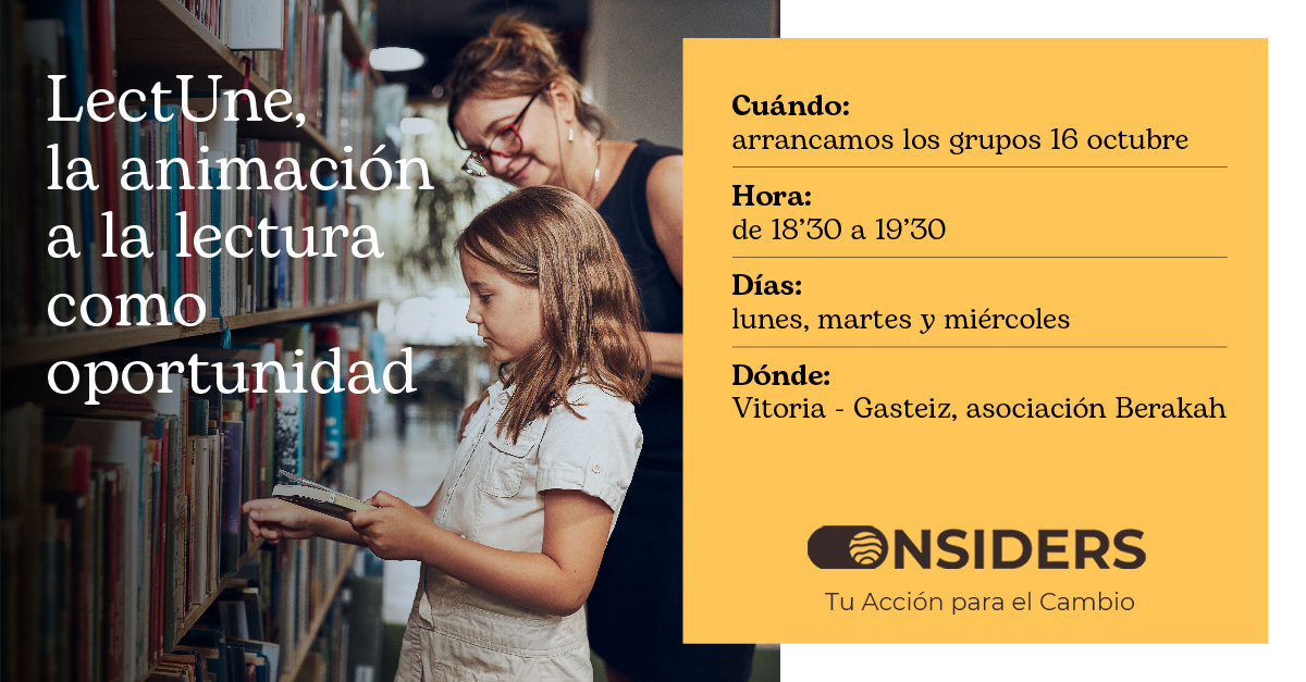 🚨¿Te gusta leer y quieres participar en un voluntariado?

Tenemos la respuesta: LectUne 🤓

🗓️Este lunes buscamos a personas que quieran compartir su tiempo con niños personas adultas migrantes en Vitoria📍

¿Te apuntas? Os dejamos aquí los detalles👉🏼 ayudaenaccion.org/onsiders/vivel…