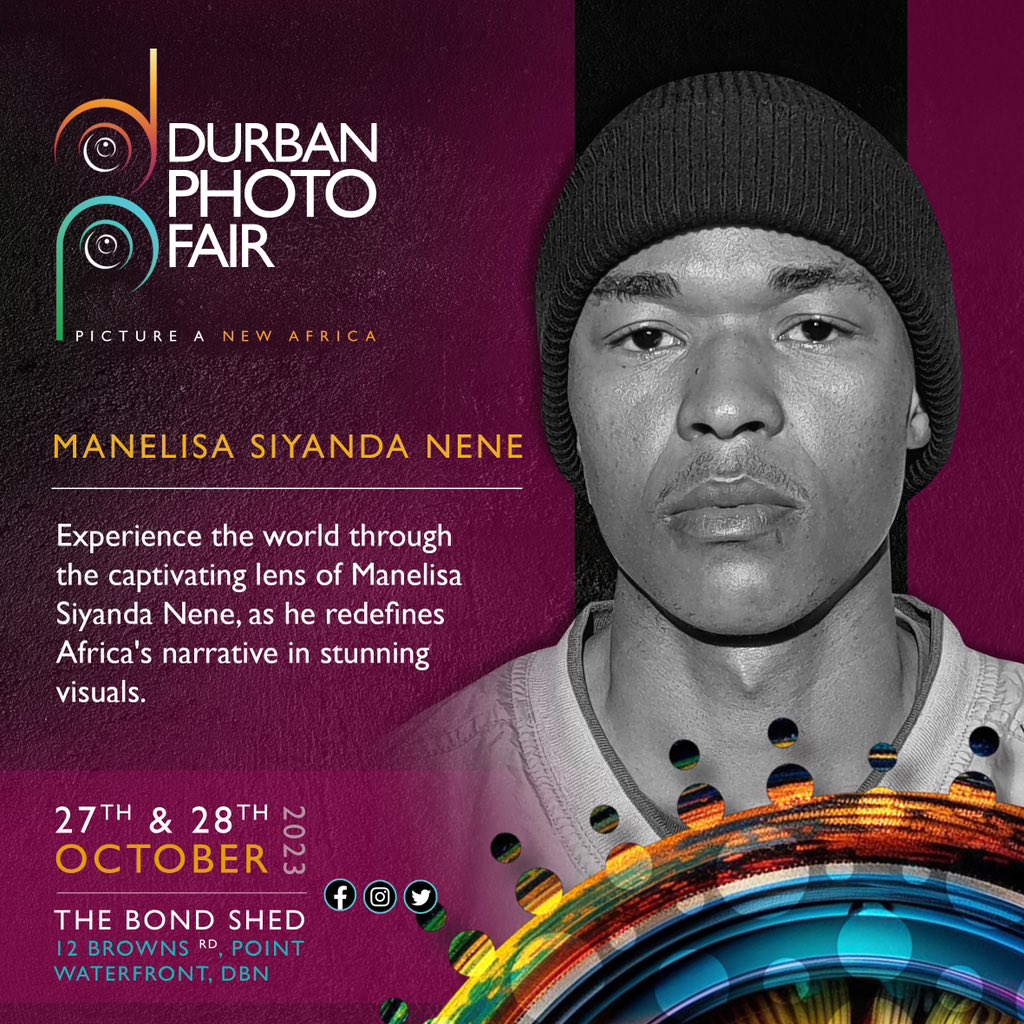 DurbanPhotoFair's tweet photo. Meet Manelisi Nene, a photography maestro!
Hailing from Durban, he transforms everyday scenes into remarkable visual stories. His lens captures life’s fleeting moments, turning them into unforgettable memories. Explore his world at the Durban Photo Fair! https://t.co/siC614WEkT