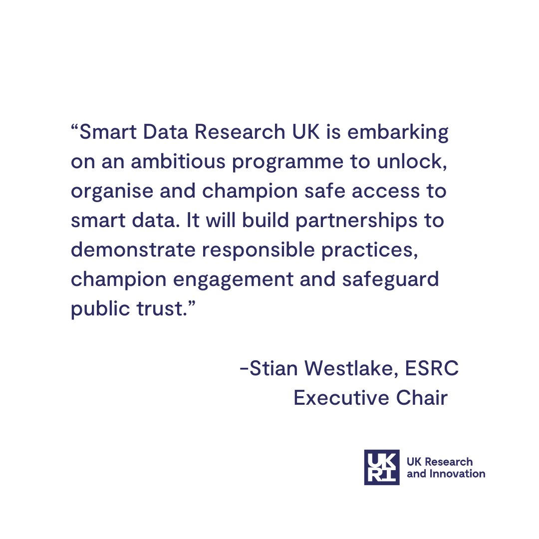 UKRI_News's tweet photo. We’re investing £59m in @SmartDataRes to unlock the power of new forms of data to benefit society: https://t.co/3gnb47tQHn @ESRC https://t.co/n9WBeMp0Jh