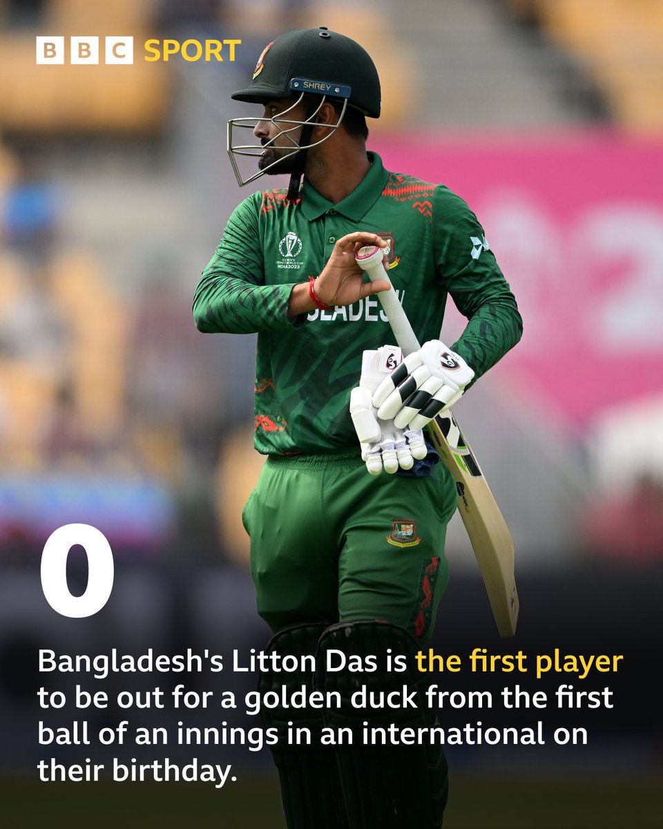 bbctms's tweet photo. Not the most ideal way to kick off the celebrations.. 🎂😬

#BBCCricket #CWC23 #NZvBAN https://t.co/Z49zYd8G5j