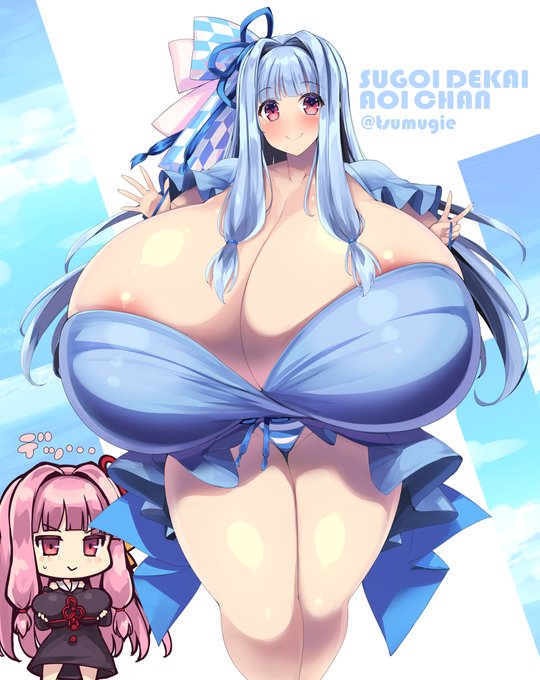 SkebからのリクエストでVOICEROID琴葉葵の超おっぱい丸出しワンピを描かせて頂きました!デッデッデッ 