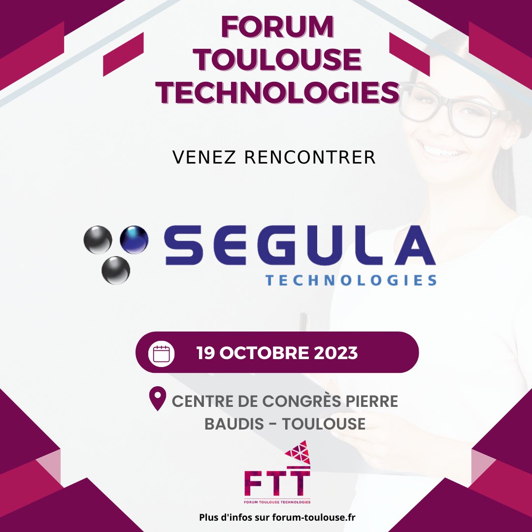 🌟 En quête de stages, d'alternances ou d'emplois passionnants? 🚀

🗓️ Inscrivez-vous dès maintenant au Forum Toulouse Technologies et booster vos chances avec SEGULA Technologies et 60 autres entreprises. 🔥

📍Rejoignez-nous ici 👉 bit.ly/ftt23 💼✨