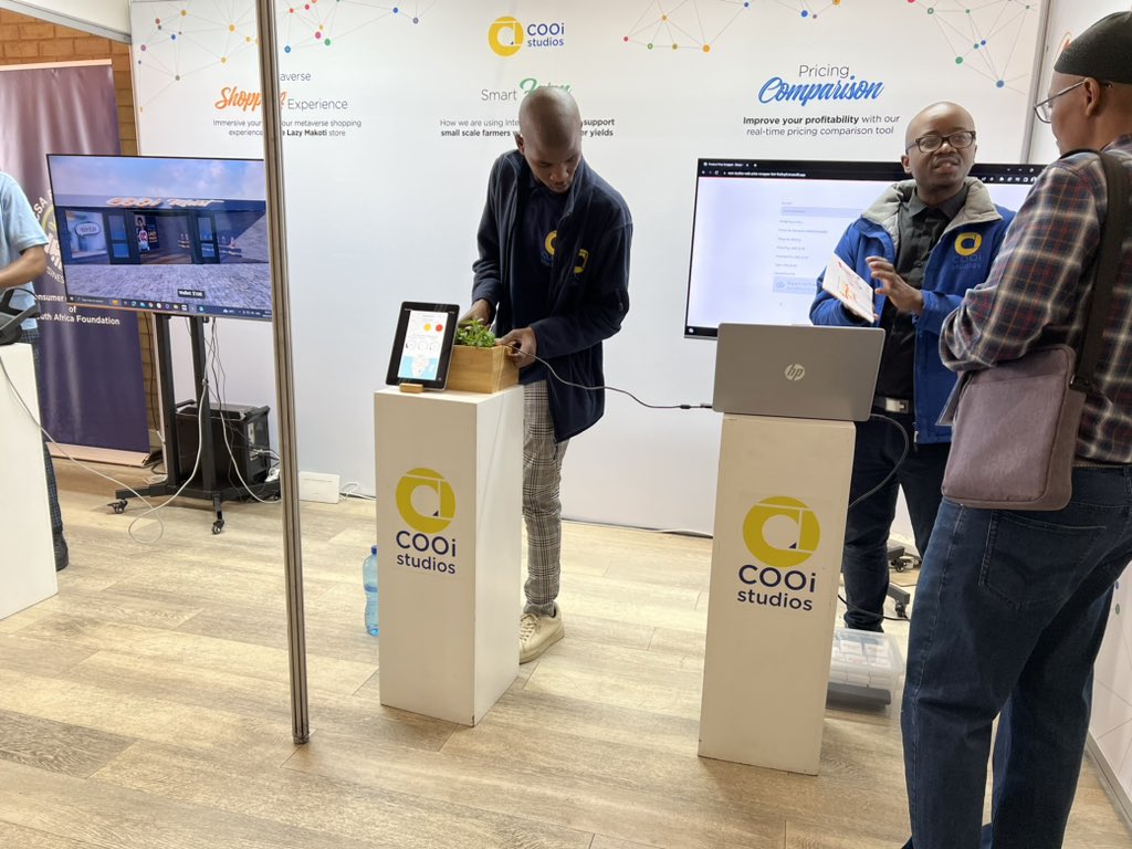 We are live at the <a href="/CGCSA1/">CGCSA</a> Summit in Sandton to showcase our #metaverseshopping experience, #smartfarm and #pricecomparison built using XR, IoT and AI respectively