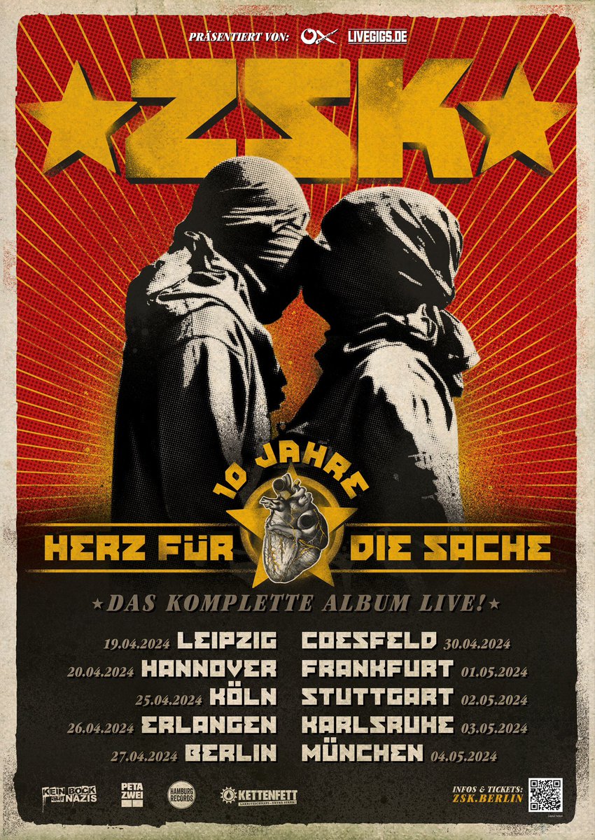 ZSKberlin's tweet photo. 🤯 Zum 10jährigen Jubiläum spielen wir nicht nur eine "Herz für die Sache"Tour, sondern bringen auch das ausverkaufte Album neu als Vinyl und CD raus. Alles streng limitiert und jede Platte handsigniert. Vorverkaufstart ist am Mittwoch 18.10. um 10 Uhr. (Releasedatum: 01.12.) https://t.co/K2n4uvO4hz