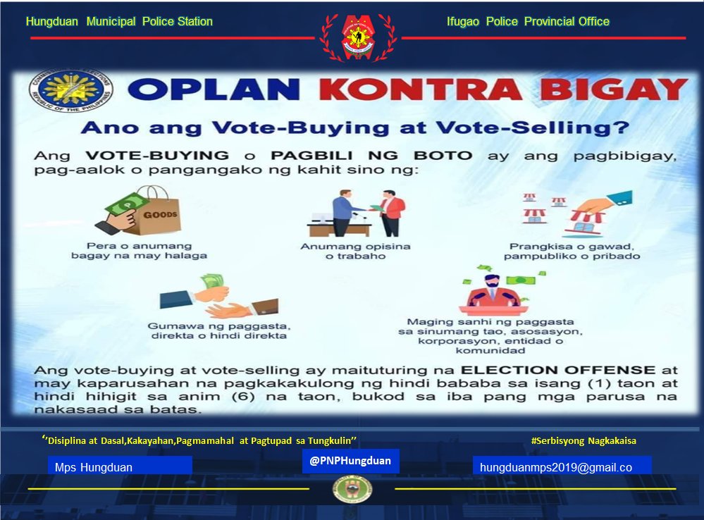 PNPHungduan's tweet image. PAALALA MULA SA HUNGDUAN PNP
Oplan Kontra Bigay BSKE 2023
Ano ang Vote Buying at Vote Selling?
#SerbisyongNagkakaisa
#ToServeandProtect