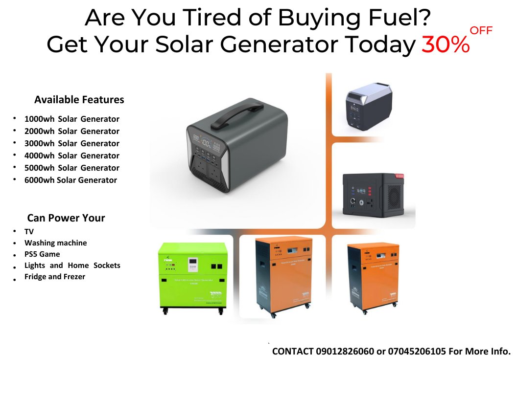 AustinsSolar's tweet image. Solar Generator And Inverters Available 🔥

From 1KVA to 10KVA set up 

Get yours Today or Contact Me for more Info

Go Solar

#Isarael  #NoBraDay  #LionelMessi #Solar #Trending #solarpanels