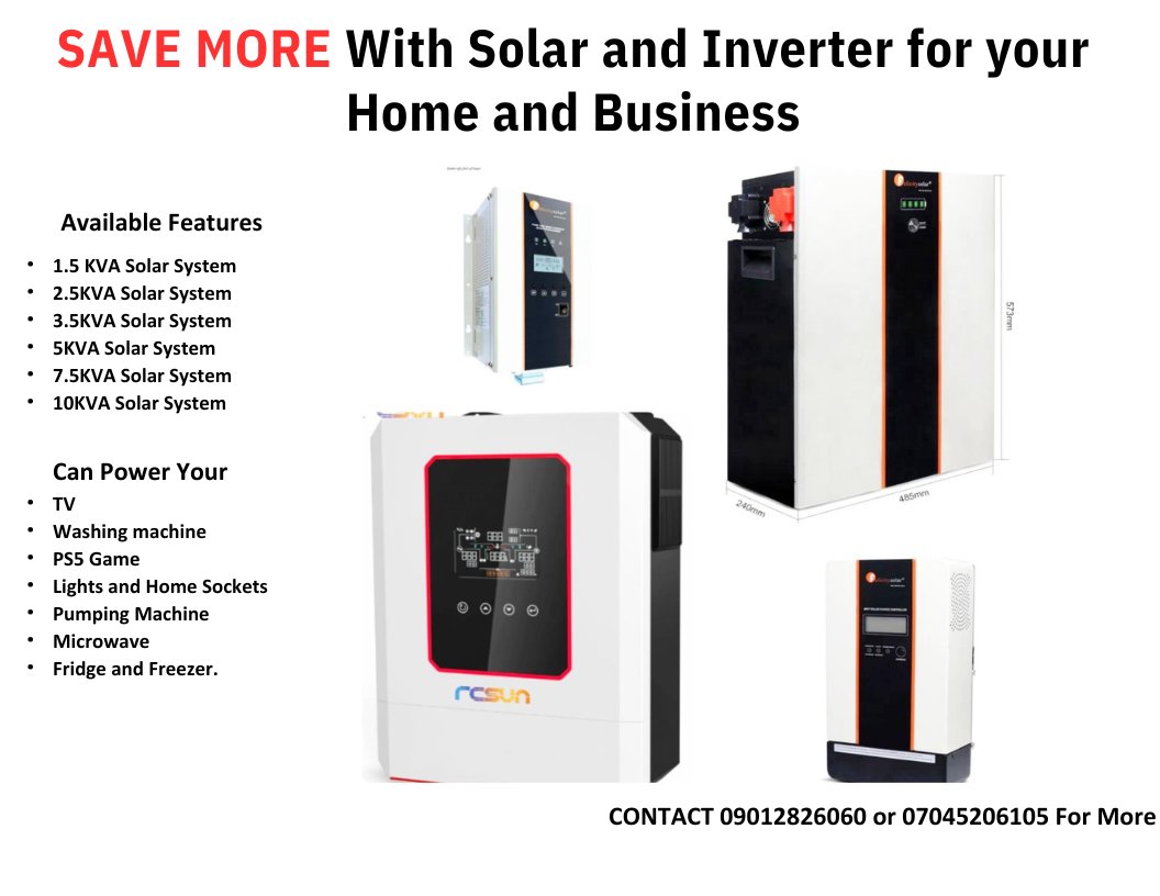 AustinsSolar's tweet image. Solar Generator And Inverters Available 🔥

From 1KVA to 10KVA set up 

Get yours Today or Contact Me for more Info

Go Solar

#Isarael  #NoBraDay  #LionelMessi #Solar #Trending #solarpanels