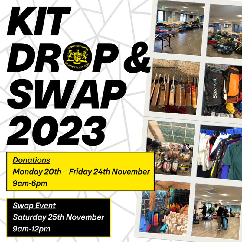 Gloscricket's tweet photo. Kit Drop &amp; Swap is happening 𝗧𝗛𝗜𝗦 𝗪𝗘𝗘𝗞 🚨

Bring any unwanted kit to us between 9am and 6pm Monday - Friday and we'll help to find it a new home 🏠

The swap event - where some great second-hand kit will be up for grabs - will take place on Saturday morning!

Read more ⬇️
