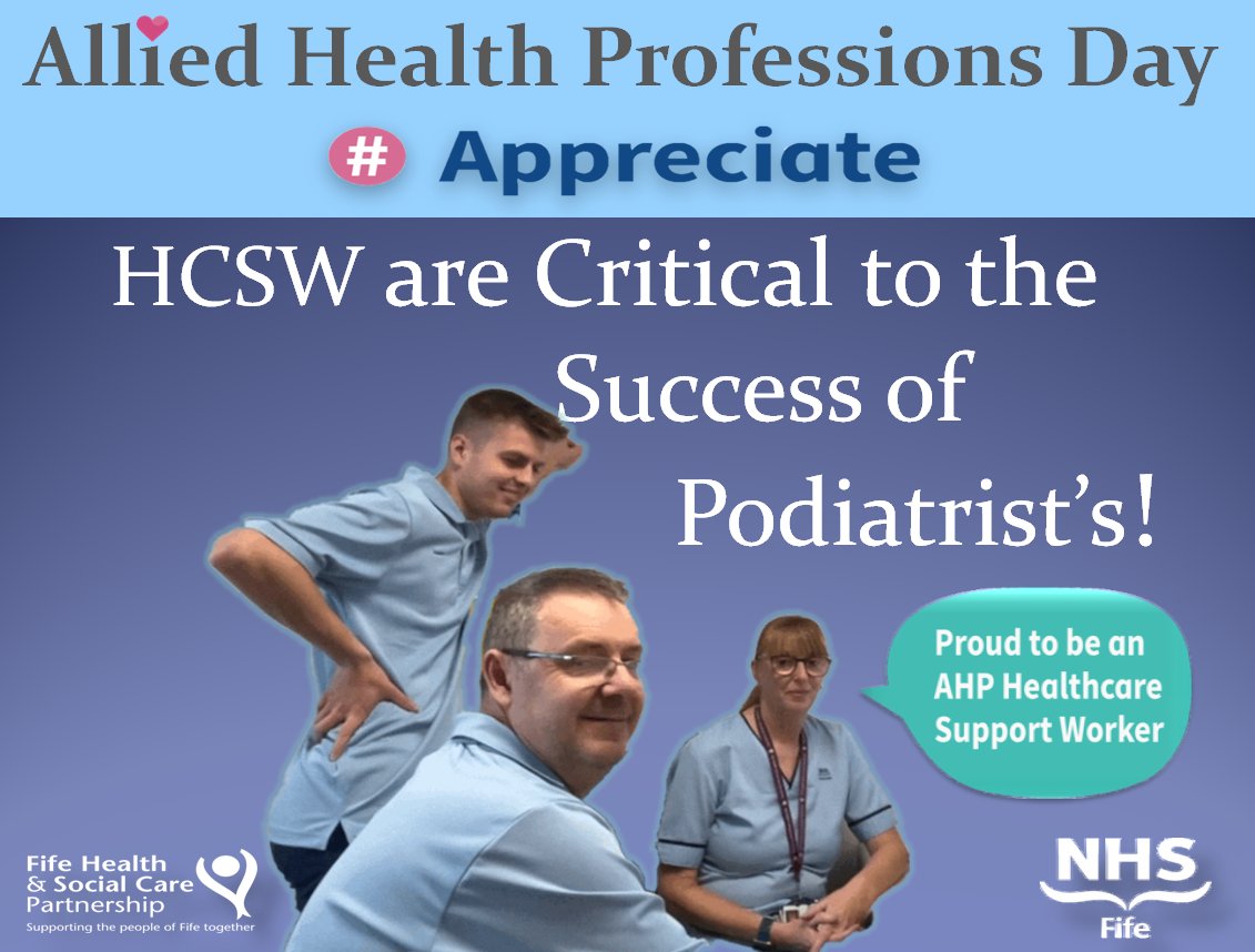 Happy #AHPDay2023celebration #AHP Healthcare Support Workers are valued members of our #podiatry team! The seamless organisation & structure they bring to our #team @nhsfife is #appreciated. We are grateful for your commitment and support #AHPsDayScot @NESnmahp #TeamFife #AHPsDay