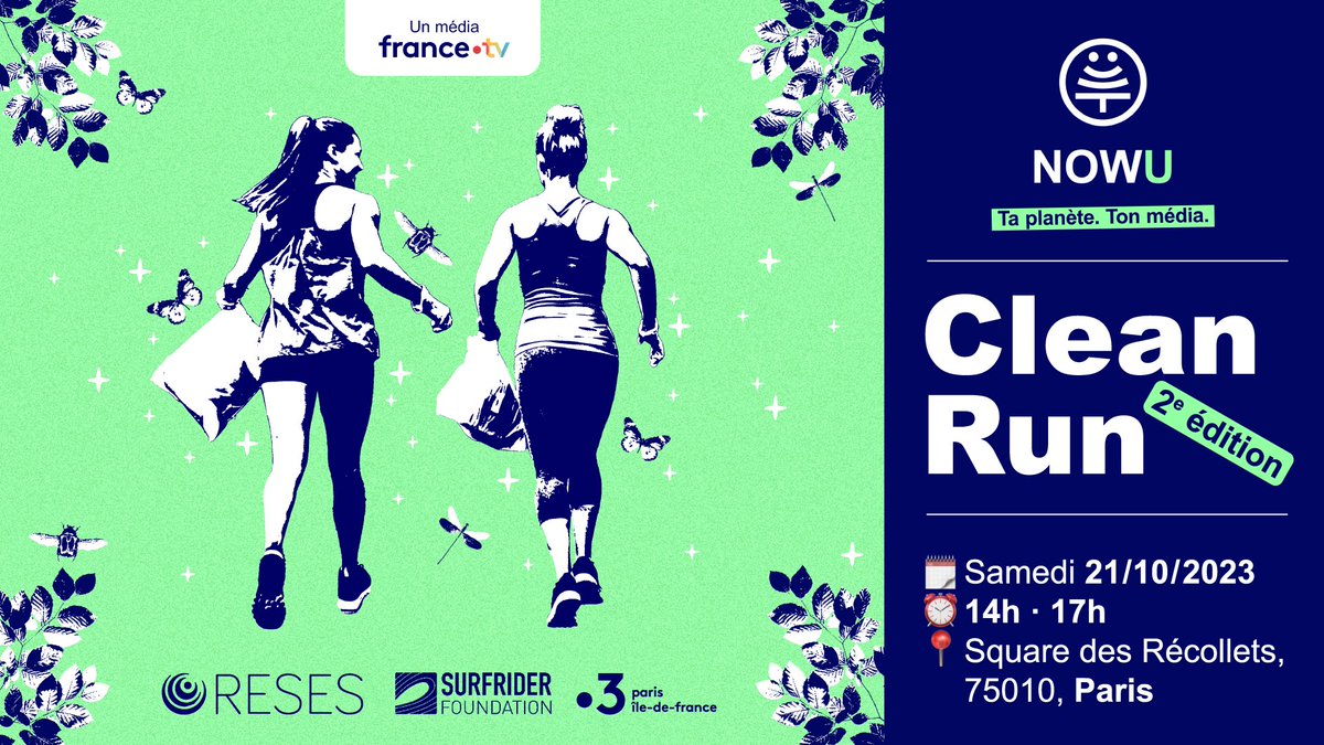 Francetele's tweet photo. 🌍♻️ #TaPlaneteTonDefi | Envie de se bouger pour la planète ? @nowu_fr, l’offre environnement de @Francetele, organise sa 2ème édition #CleanRun !  

🤝 Avec @France3Paris, @le_RESES et @SurfriderParis 

🗓 Le 21 octobre à Paris

Pour vous inscrire 👉 https://t.co/Ljx2IKQxiW https://t.co/tokN79UdJm