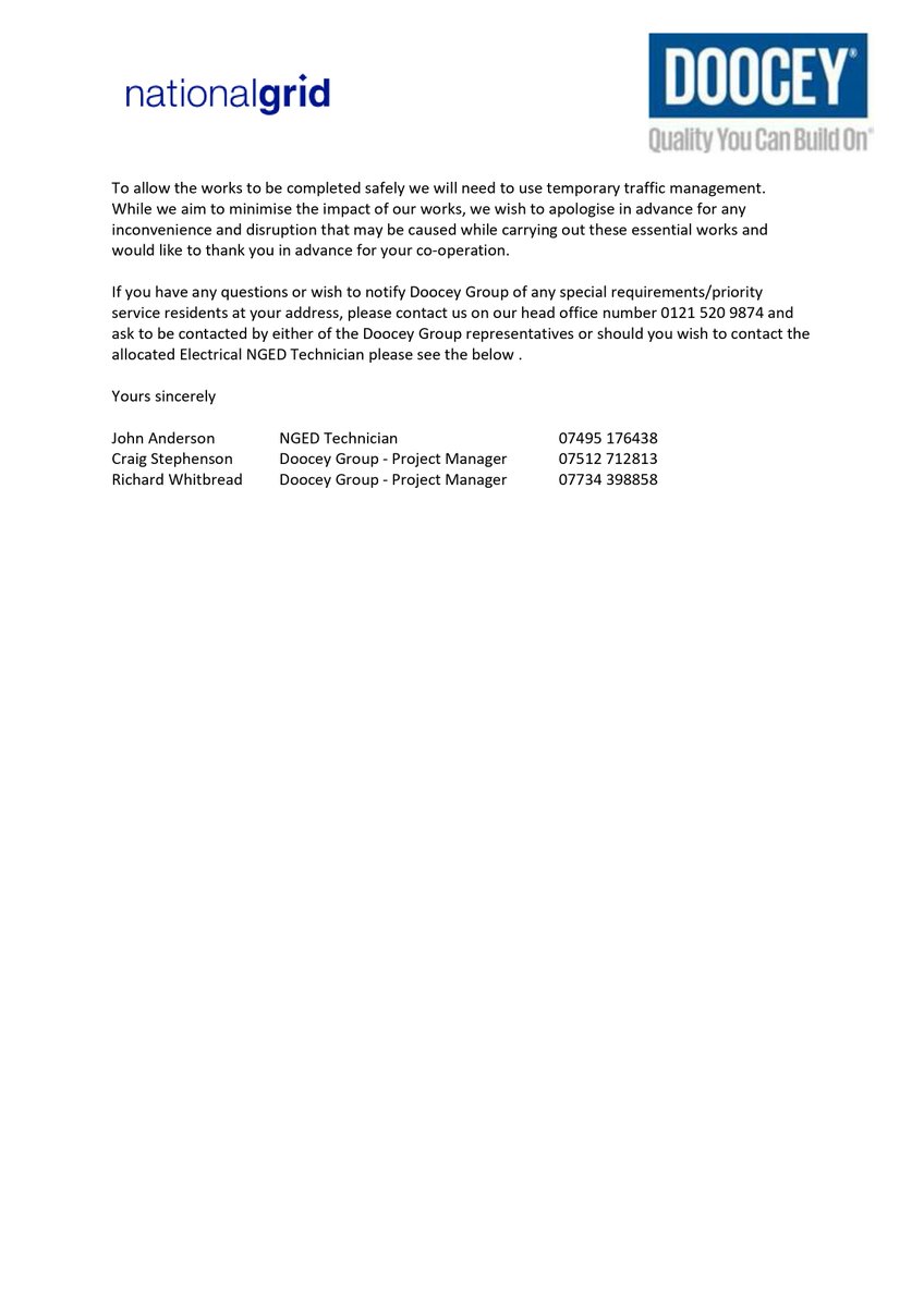BuildwasAcademy's tweet photo. Good morning please see a letter from the National Grid about 4 weeks of upgrade works on the Much Wenlock Road starting on the 10th of October. https://t.co/dNhIWMzOJF