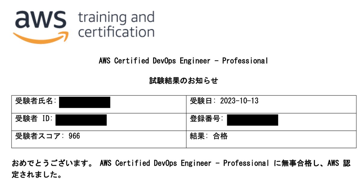 komaru_1114's tweet image. AWS  DOP受かってた
今回は5日間勉強して受けて9.5割超えました。
cloudtechで不正解と言われたけど納得いかないと思ってた問題の類似問題が10問ほど出ましたが全部自分が正しいと思う選択肢選んでこの点数だったので自信持って不具合報告しようと思います。
次はMLSにしよっかなぁ
#AWS認定 #AWSDOP