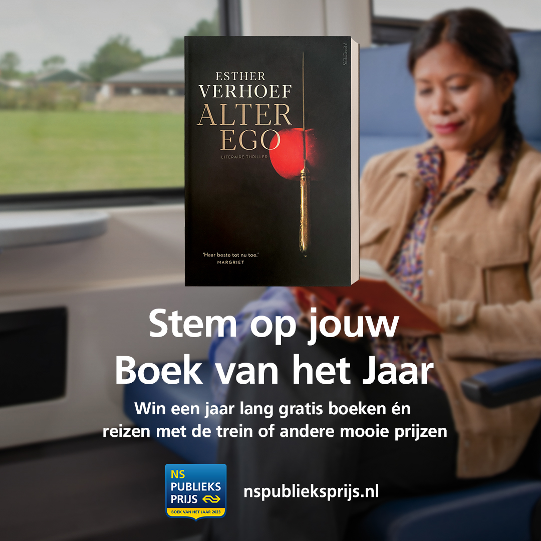 NS Publieksprijs (@nspublieksprijs) on Twitter photo Is Alter Ego van <a href="/estherverhoef/">Esther Verhoef</a> jouw Boek van het Jaar? Stem via nspublieksprijs.nl en maak kans op een jaar lang gratis boeken én reizen met de trein of andere mooie prijzen. <a href="/prometheusbb/">Uitgeverij Prometheus</a> #nspublieksprijs Is Alter Ego van <a href="/estherverhoef/">Esther Verhoef</a> jouw Boek van het Jaar? Stem via nspublieksprijs.nl en maak kans op een jaar lang gratis boeken én reizen met de trein of andere mooie prijzen. <a href="/prometheusbb/">Uitgeverij Prometheus</a> #nspublieksprijs