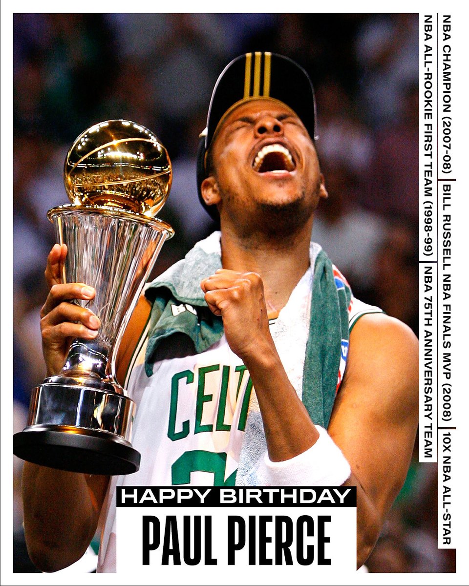 NBA History on X: Join us in wishing a Happy 45th Birthday to 10x  #NBAAllStar, 2007-08 NBA champion, 2008 NBA Finals MVP and 75th Anniversary  Team member, Paul Pierce! #NBABDAY  /
