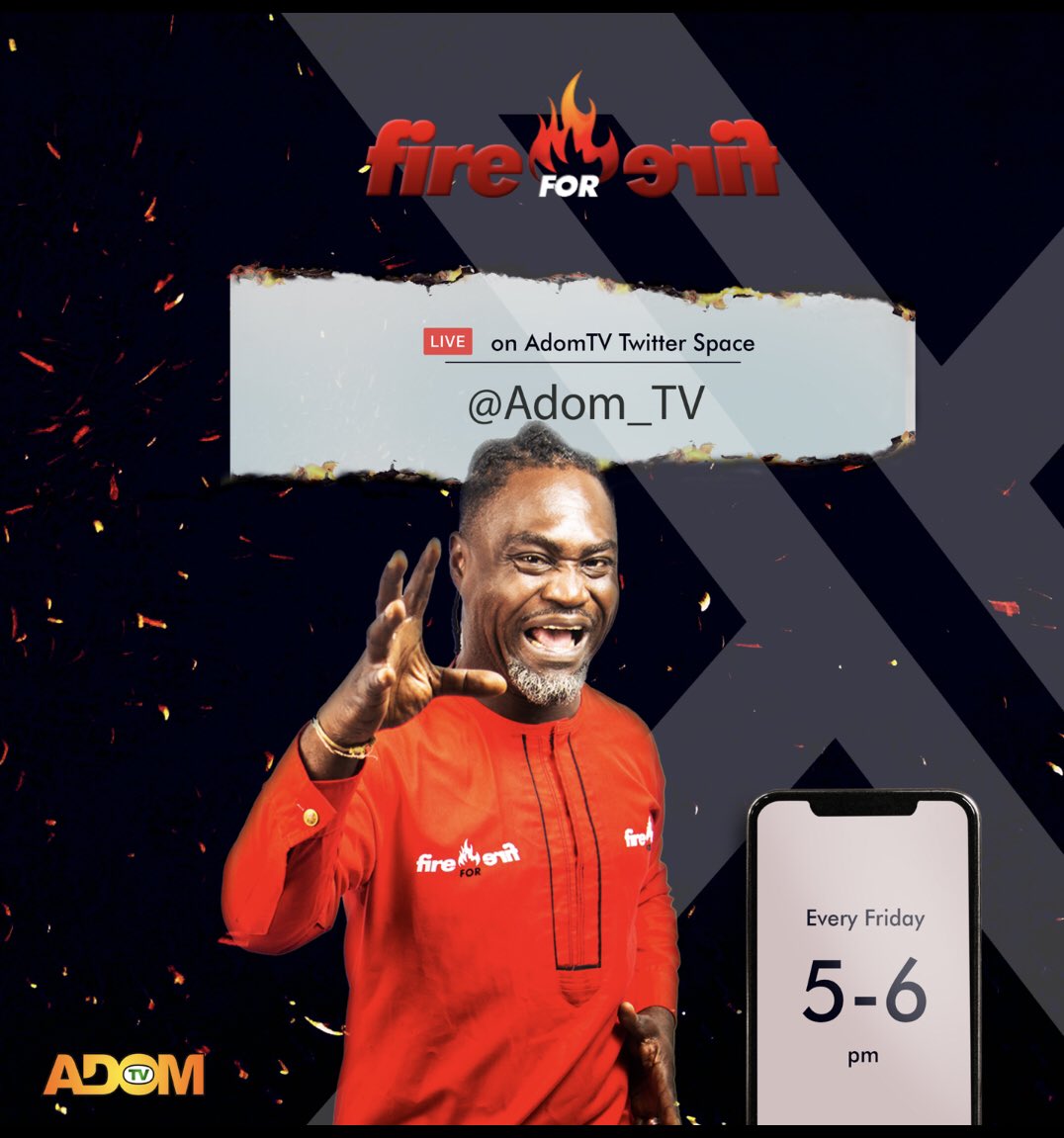 Adom1063fm's tweet image. We go again today with the fire 🔥 man @countrymansongo  at exactly 5pm  tune in 

#TwitterSpace  #FireforFire🔥🔥🔥 #soccer #sports #BlackStars #GFA