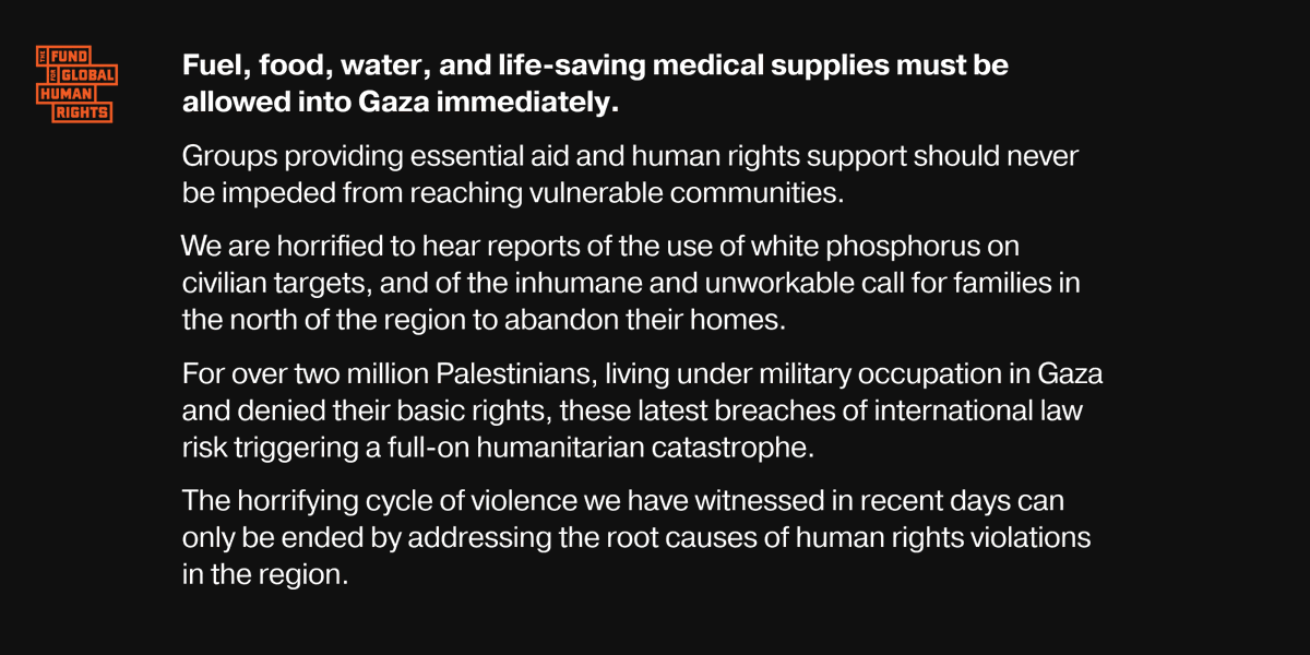 FundHumanRights's tweet photo. Statement on Gaza https://t.co/JcBw9F8AKu