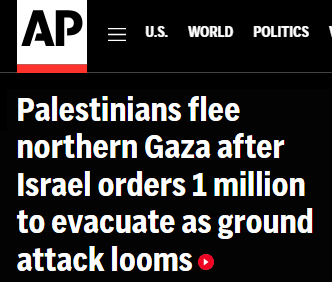 zei_squirrel's tweet photo. Israel just ordered the mass expulsion of over 1 million Palestinians from their homes. Again: 1 million women, children and men. Civilians. This is ethnic cleansing, this is pure genocide. And the entire Western media and political class is fully behind it https://t.co/XBx38G8bvi