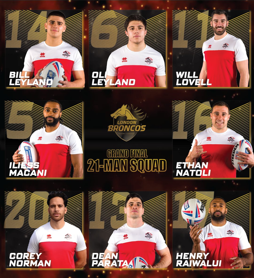 LondonBroncosRL's tweet photo. 21 MAN GRAND FINAL SQUAD ANNOUNCEMENT!!

This is your 21 man squad selected by Mike Eccles to take on Toulouse Olympique this weekend at the Stade Ernest-Wallon! ❤️🖤

#WeAreLondon https://t.co/H09ZQrYcE3
