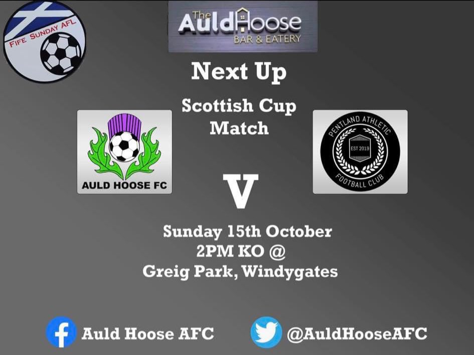 AuldHooseAFC's tweet photo. ⚽️⚽️Scottish Cup⚽️⚽️

This weekend we will face @PentlandAFC in the first round of the Scottish as last weeks game was postponed due to the weather. We hope to see you all there👍🏻 https://t.co/fnCvbBeOFm