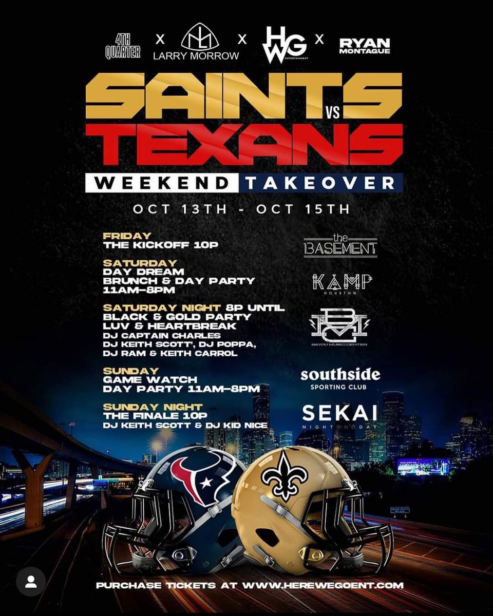edlover2k's tweet image. For all the late folks who didn’t get tickets to events yet. Here are some for the entire weekend. #Saints #Texans #WeekendTakeover