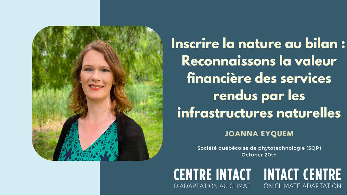 On October 20th, Joanna Eyquem will spotlight the role of natural heritage in #ClimateRiskMitigation at the Société québécoise de phytotechnologie (SQP) Webinar. Discover its rising impact on Canadian governance.

#ClimateRisk #NaturalHeritage #CanadianGovernance #SQPWebinar