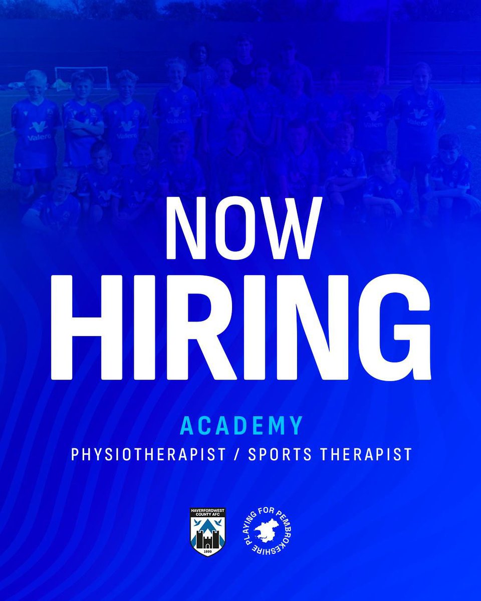 🚨 Our <a href="/HCAFCAcademy/">Haverfordwest County Academy</a> are currently on the lookout for a physiotherapist/sports therapist to join the setup. 

📧 If this opportunity is of interest to you, please email your CV to a.hopkins@hcafc1899.football!

Remuneration/expenses are negotiable.