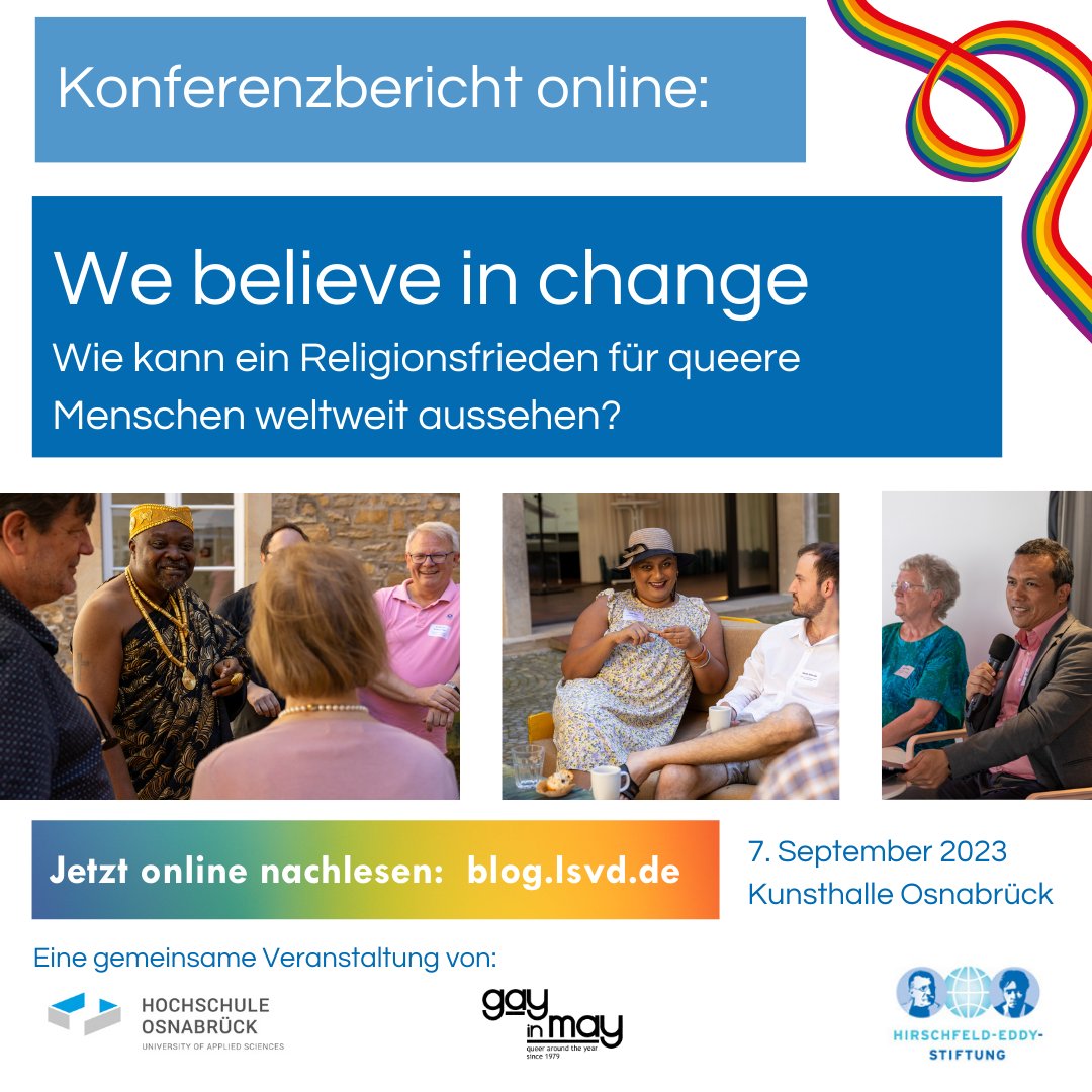 💡 Jetzt nachlesen: Der Blogartikel zur Konferenz 'We believe in change - Wie kann ein Religionsfrieden für queere Menschen weltweit aussehen?' ist nun online: lnkd.in/eNrV_tmU
