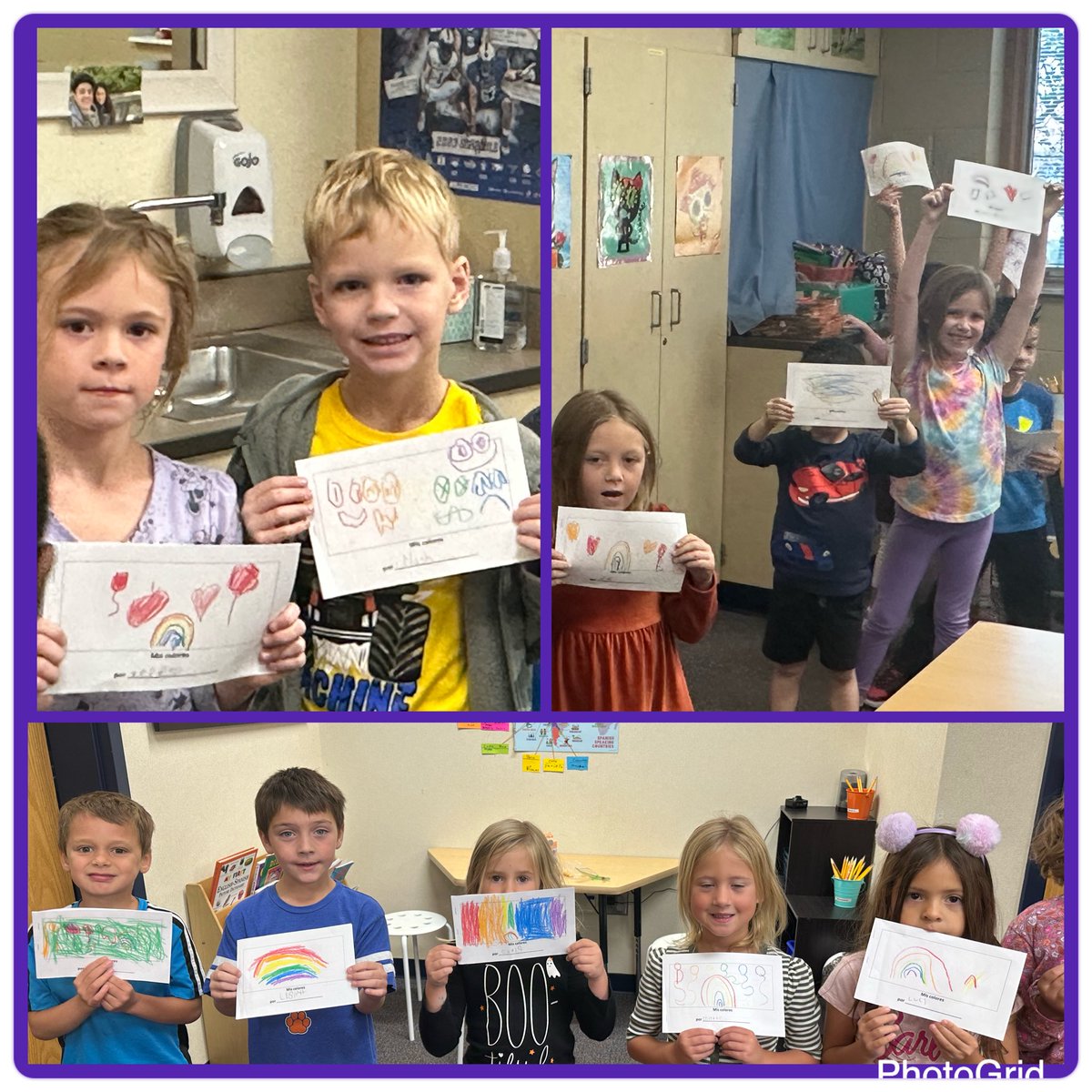 JessiShelton14's tweet photo. Kindergarteners @SCECougars loved learning rainbow colors in Spanish and making color books. https://t.co/cPdSNBn3FV
