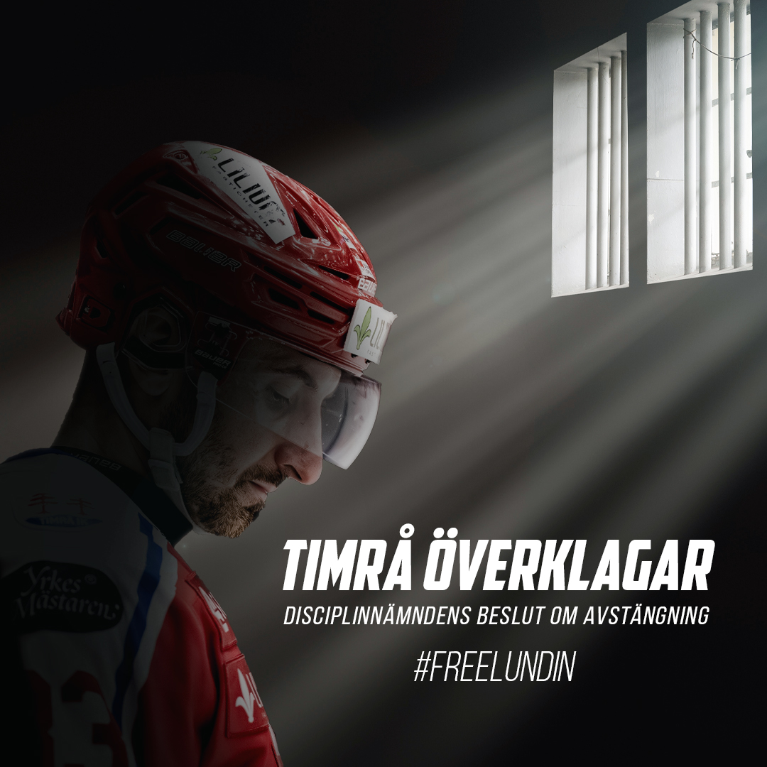 timra_ik's tweet photo. Timrå IK överklagar dagens besked att Albin Lundin stängs av i tre matcher

#FreeLundin #timraik https://t.co/QJU7Iyd4I2