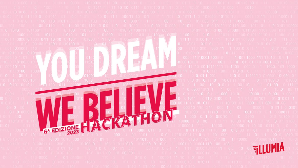 💡 Anche quest'anno con “𝗬𝗼𝘂 𝗗𝗿𝗲𝗮𝗺, 𝗪𝗲 𝗕𝗲𝗹𝗶𝗲𝘃𝗲” ci rivolgiamo a visionari, innovatori e sognatori... Ma l'edizione 2023 è una 𝗛𝗔𝗖𝗞𝗔𝗧𝗛𝗢𝗡 𝗘𝗗𝗜𝗧𝗜𝗢𝗡!

📲 Siete pronti alla sfida? Iscrivetevi su youdreamwebelieve.com adesso!

#youdreamwebelieve