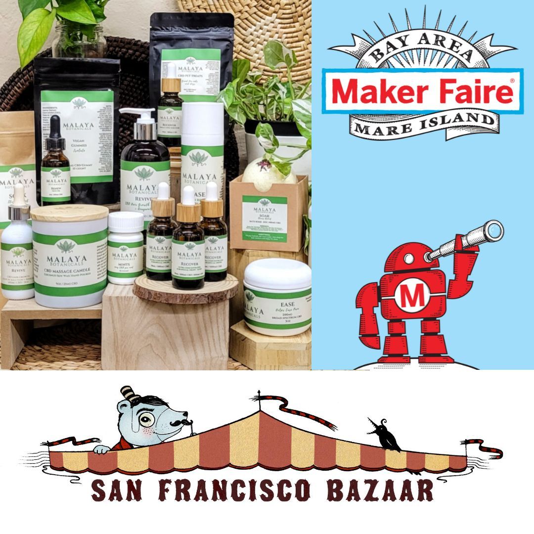 sfbazaar's tweet image. Happy to introduce a new maker @malayabotanicals! Offering premium CBD Products To support your healing. 🌿 Proudly #Pinay-owned ❤️, shop with them at @MakerFaire under the Maker Market tent this weekend!